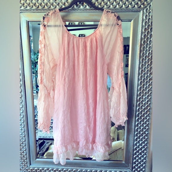 Boston Proper Silk sheer boho peasant style mini, Swim, cover-up, tunic sz S - Picture 11 of 16